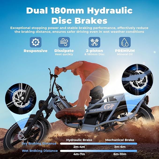 Dual Battery Electric Bike for Adults, 160 Miles Long Range Cargo Ebike with 48V 60AH Removable 2880WH Battery, 1450W Peak Motor 34MPH Electric Bicycle, 20" x 4" Fat Tire Hydraulic Brakes E Bike