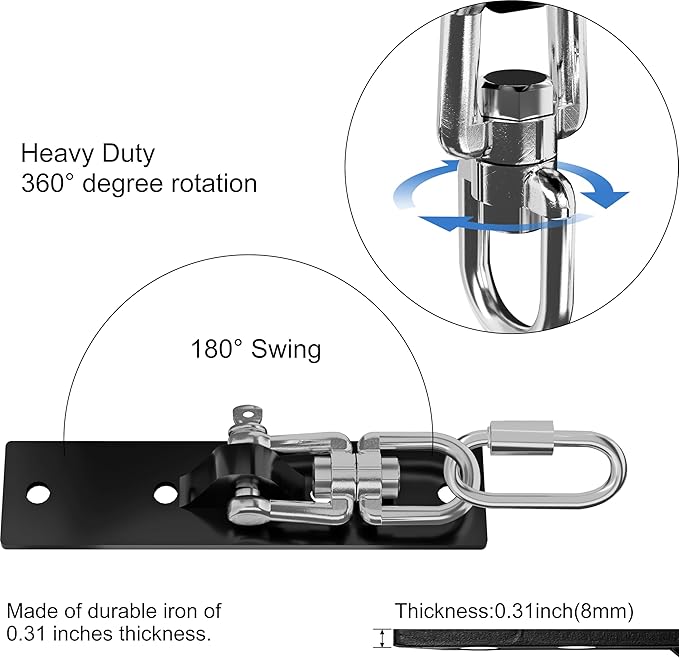 Heavy Bag Hanger,Punching Bag Mount Hanger Bracket,Ceiling Mount Hook 360°Rotation Wood Beam Holder Body Weight Strength Training Systems,Suitable for Swings and sandbags(900 LB Capacity)