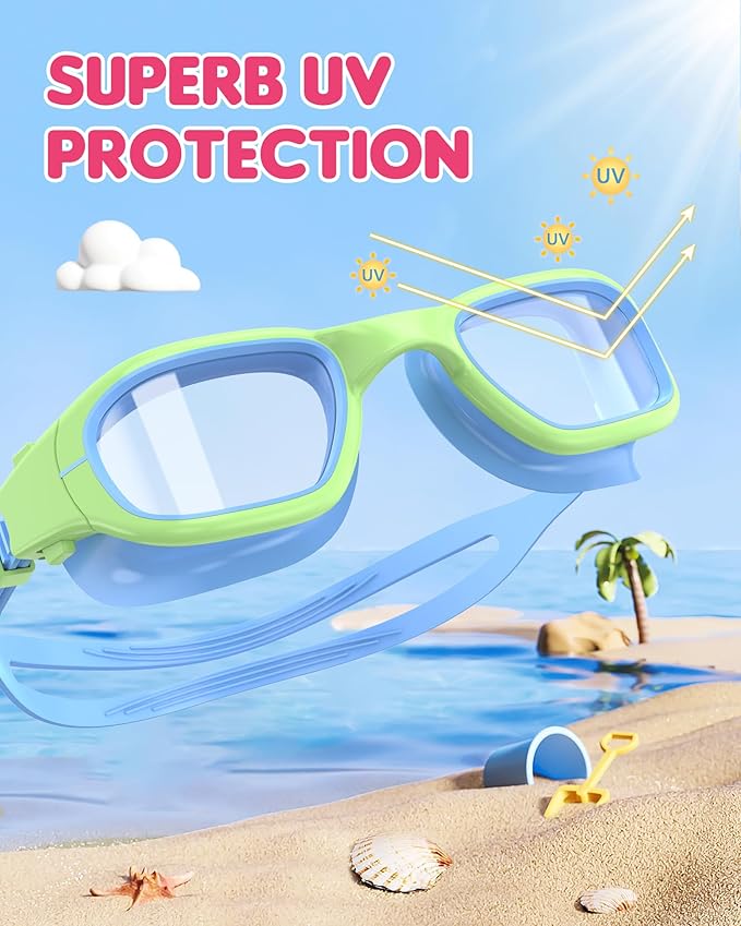Kids Swim Goggles,Swimming Goggles for Kids 6-14, Anti-Fog UV Protection Pool Glasses for Boys Girls