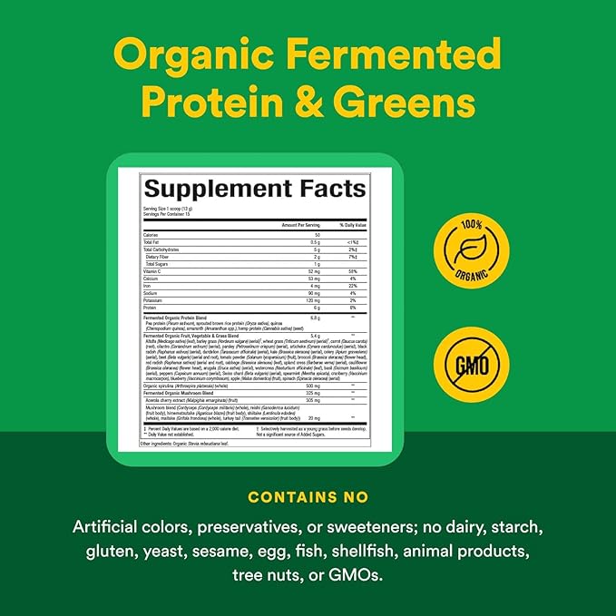 Natural Factors Whole Earth & Sea, Organic Fermented Greens, Vegan Whole Food Supplement, Unflavored, 6.9 Oz