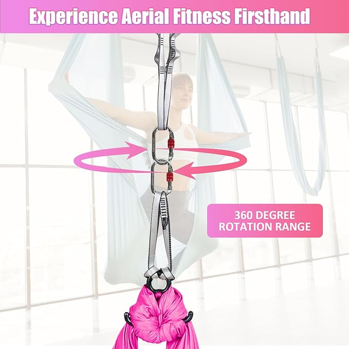 Aerial Silks Kit & Aerial Yoga Hammock - 11Yd Premium Fabric Hardware - Easy Setup for Flying Yoga, Aerial Swing & Fitness - Supports Up to 14ft Rigging