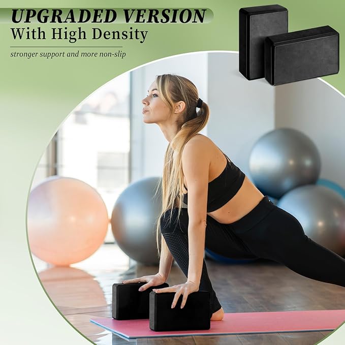 20 Pcs Foam EVA Yoga Blocks Lightweight Non-Slip Supportive Foam Blocks Yoga Prop Accessories for Pilates, Stretching and Meditation, Men and Women Yogi (Black)
