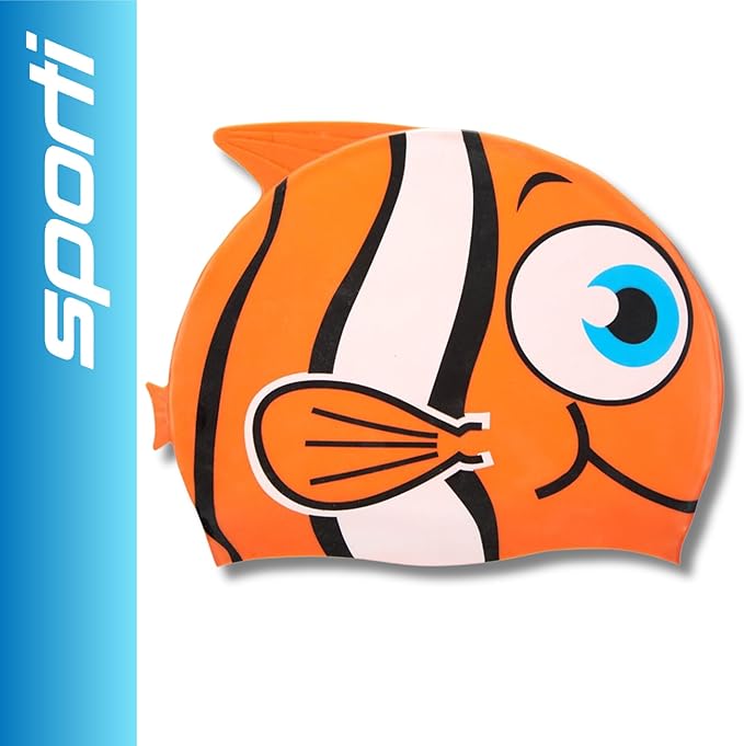 Sporti Silicone Swim Cap for Kids, Unisex Youth Swimming Cap, Protection Bathing Caps for Your Children, Aged 2-10