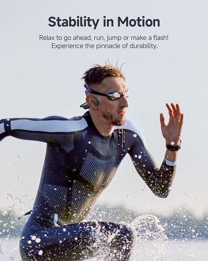 PSIER Bone Conduction Headphones IPX8 Waterproof Swimming Headphones Open Ear Headphones with MP3 Mode 32GB Memory Up to 8 Hours Playtime Bluetooth 5.4 Ear Buds Secure Fit for Running and Fitness