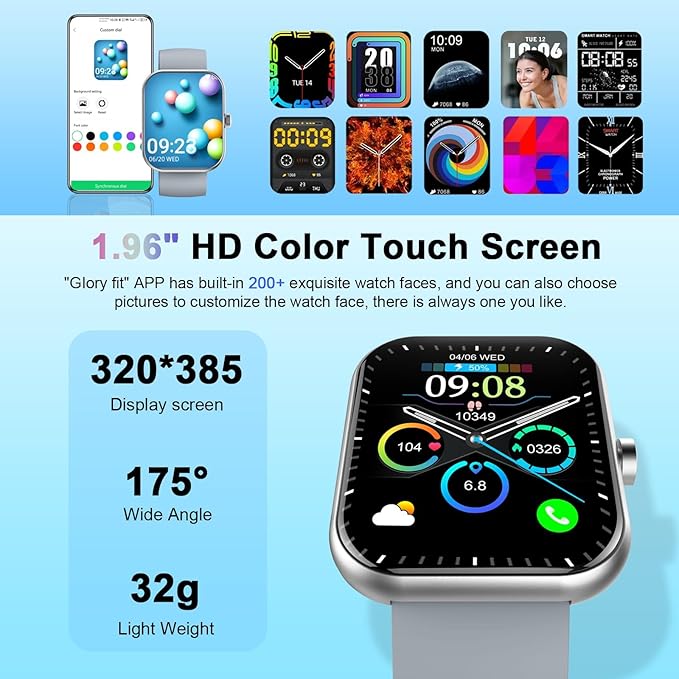 Smart Watch (Answer/Make Call), 2025 New Smartwatch for Men/Women, 1.96" Fitness Watch with 112 Sport Mode/Pedometer/Calories/Sleep/Heart Rate Monitor, IP68 Waterproof Fitness Tracker for Android iOS