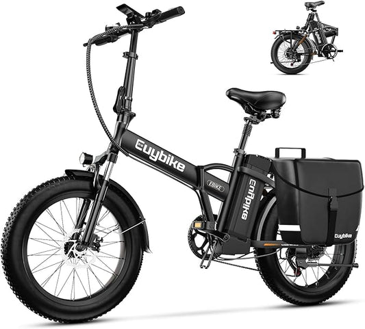 Foldable Electric Bike for Adults, 30+MPH, 48V 20Ah Removable Lithium Battery up to 80Miles, 20" Fat Tire 1000W Peak Motor Dirt Ebike Adult Electric Bicycle for Commute Beach Mountain E Bike