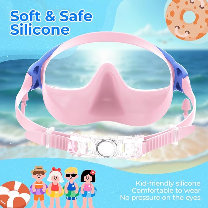 Swim Goggles for Kids 3-15 with Earplugs Large Frame Anti-Fog/UV Swimming Goggles for Boys Girls Toddler 2PCS