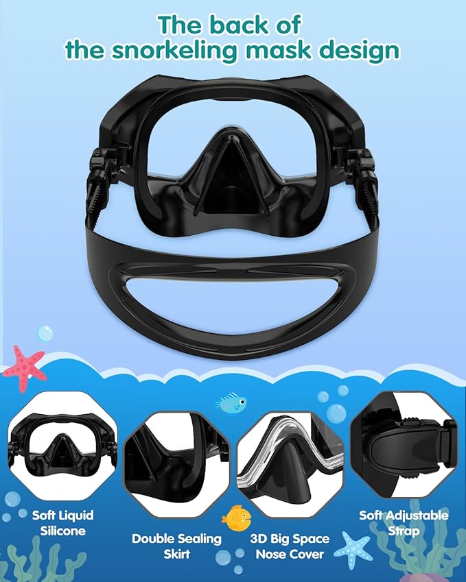 W WSTOO Kids Swim Goggles with Nose Cover,Snorkel Diving Swimming Mask for Youth 5-15,HD 3-Window Wide Vision Anti-Shattered Lens Anti-Fog&Leak