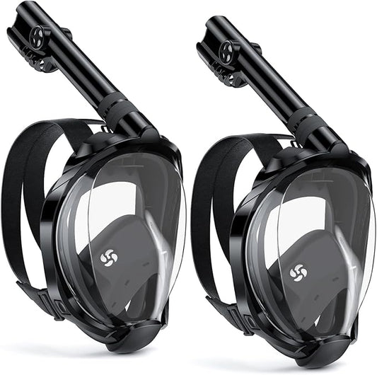 W WSTOO Full Face Snorkel Mask Adults,Suitable for Beginners Dry Top Snorkeling Gear,Can Your Mouth or Nose to Breathe,180 Degrees Panoramic View,Anti-Fog Anti-Leak,Summer Travel and Vacationing Gifts