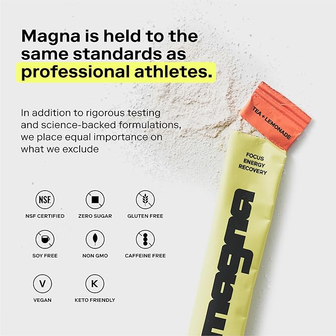 MAGNA Electrolyte Powder Drink Mix for Hydration, Energy & Focus Support with Magnesium L Threonate, Malate & Glycinate, Sodium, Potassium, Vitamin D, B6 & B12, Unflavored, 14 Servings