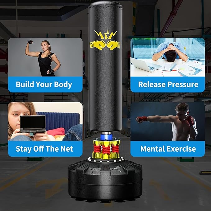 Freestanding Punching Bag for Adults,70'' Boxing Bag with Stand Kicking Bag Heavy Bag with Boxing Gloves，Suitable for Boxing and Kickboxing for Home Office Gym，Gift for Boys and Girls