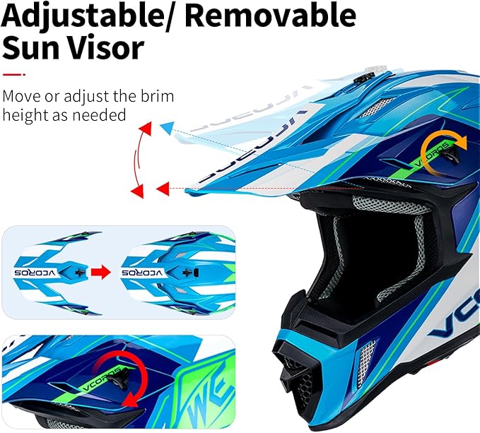 VCOROS H637 Adult Motocross Helmets ATV Dirtbike BMX MX Offroad Adventure UTV Helmets DOT Approved