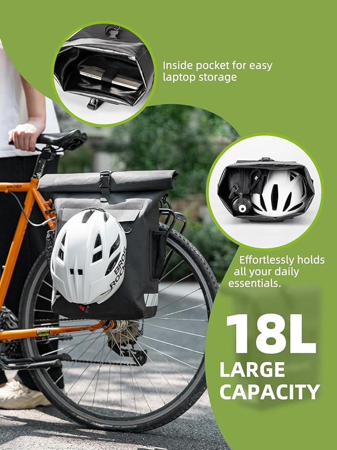 ROCKBROS Bike Pannier Bag Back Shelf Bag Bicycle Hanging Bag Waterproof Backpack Hand-held Backpack Rainproof Riding Equipment Mountain Road Bicycle