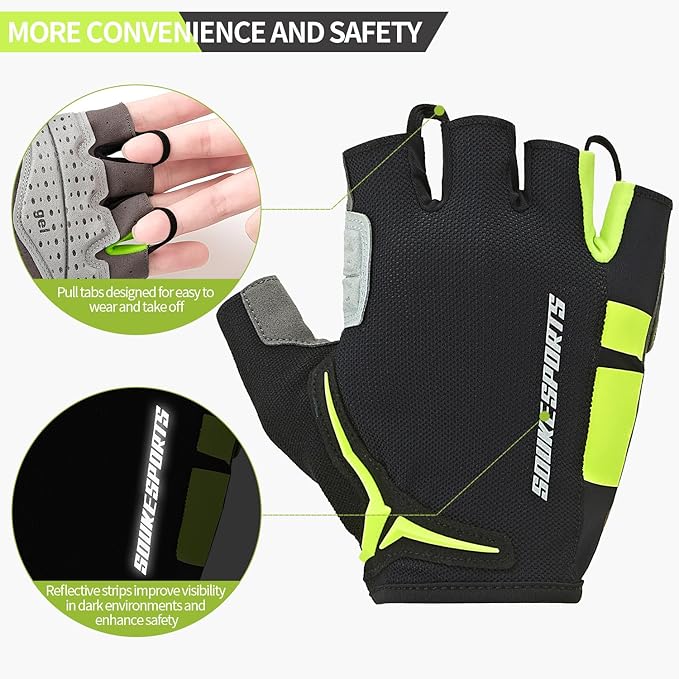 Souke Sports Mens Cycling Gloves with Gel Pads Half Finger Bike Gloves Lightweight Anti-Slip Shock-Absorbing for MTB Road Biking
