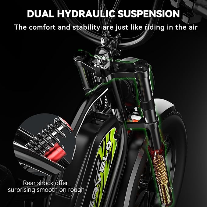 Electric Bike for Adults 1500W Peak 20" Fat Tire All-Terrain E-Bike 80-120Miles 30MPH Electric Dirt Bike for Road Sand Mountain Snow - 48V 20/30AH Battery Powered Electric Motorcycle