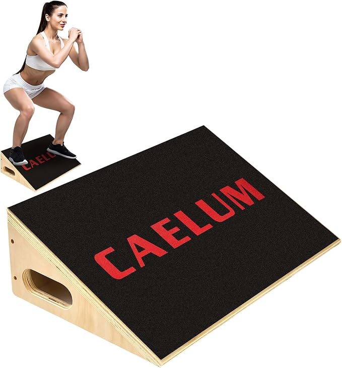 CAELUM Slant Board for Squats, Training Incline Board for Knees Over Toes, Wooden Non-Slip 25 Degree Incline Durable Board for Calf Stretch, Weightlifting, Fitness, 1000 Lbs Weight Capacity