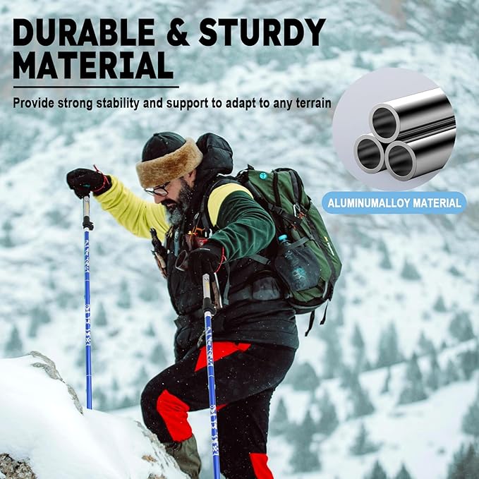 Trekking Poles Lightweight Collapsible Hiking Poles Folding Aluminum Walking Sticks 2 Pack Walking Sticks for Hiking