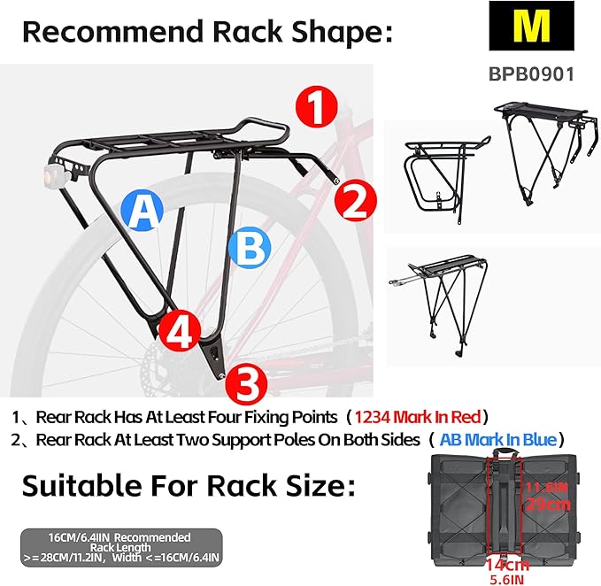 Rhinowalk Bike Pannier Bag for Bicycle Rear Rack Bag 22/40/50L Cycling Saddle Bag Luggage Storage Bag for Long Distance with Rain Cover