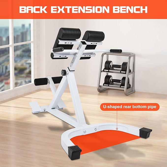 Roman Chair Hyperextension Bench - Adjustable Back Extension Machine for Home Gym, Core & Lower Back Workout, 250lbs Weight Capacity, Heavy Duty Steel Frame