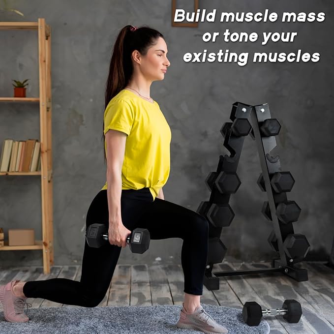 RitFit 5-650 LBS PVC Encased Hex Dumbbell Sets with Optional Rack for Home Gym, Hand weight with Chrome Handle for Strength Training, Workouts