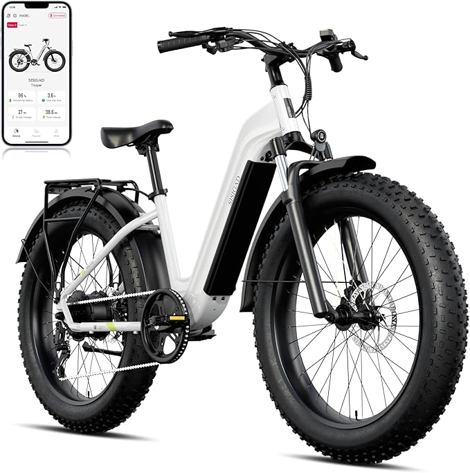 SISIGAD Electric Bike for Adults, 1500w | 50Miles | 32Mph Electric Mountain Bike - 48V 15Ah Removable Built-in Battery, 26" Fat Tire Dirt Ebike - 7Speed Shock Absorber E-MTB UL2849 Tested for Commute