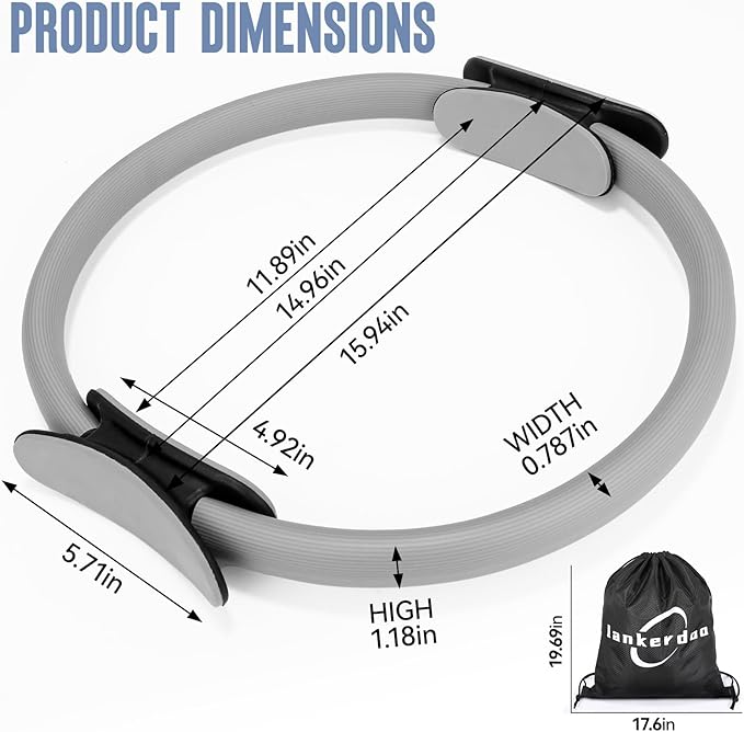 Pilates Ring Fitness Circle 14" Yoga Rings Magic Circle with Dual Padded Handles for Toning Arms, Thighs/Legs & Core，Home Exercise Equipment ﻿