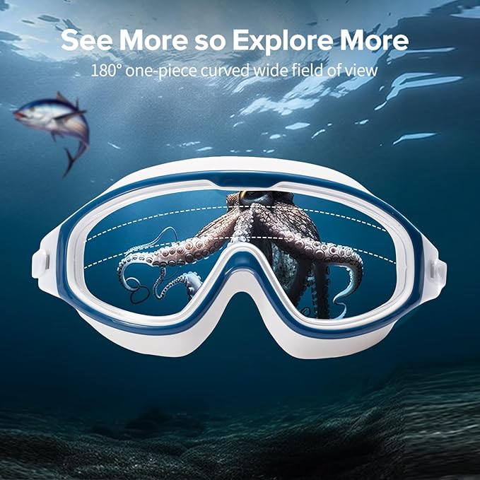 Adult Swimming Goggles,Leak-Proof,Anti-Fog Pool Glasses,Wide View Swim Goggles with Ear Plugs and Nose Clip