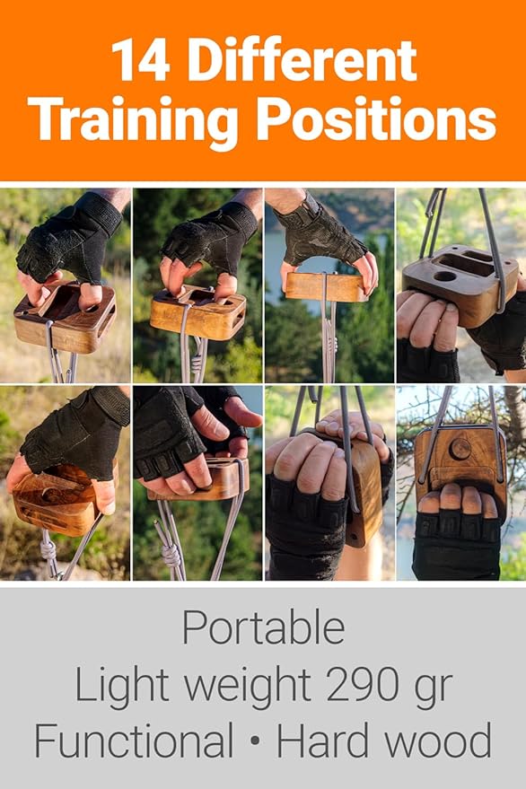 Portable Hangboard for Rock Climbing Holds,Fingerboard Trainer for Hand Grip Strengthener,Pinch Block Grip,Home Gym Fitness Workout Equipment -Hard Wood