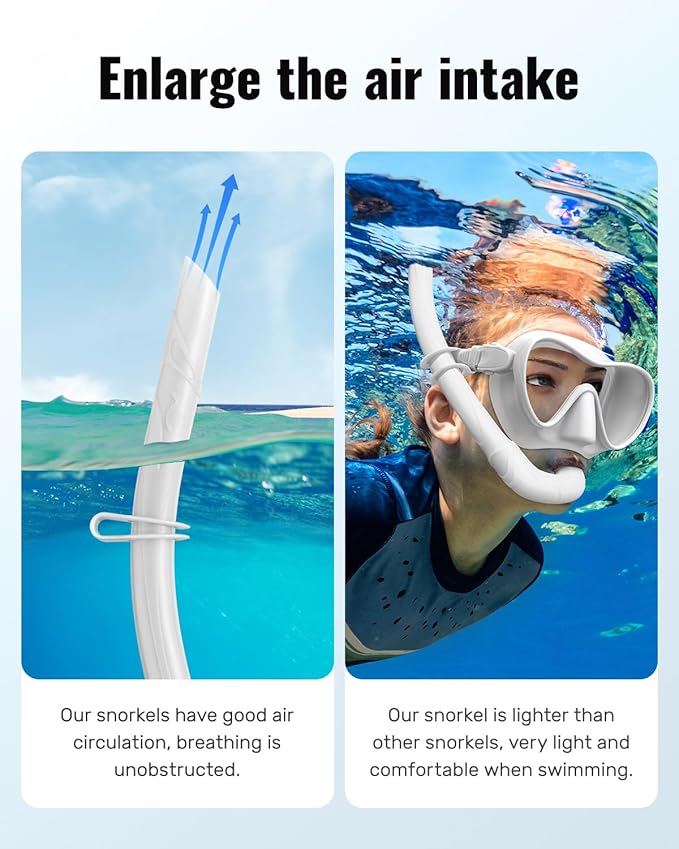 W WSTOO Adults Diving Snorkel Breathing Tube Silicone Flexible Foldable Snorkel Anti-Drop for Freediving Swim Training,Diving and Scuba Diving,Easy to Carry for Travel