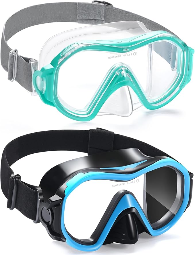 Supertrip Adult Swim Goggles Swimming Goggles with Nose Cover Elastic Fabric Strap Tempered Glass Snorkeling Gear for Adults