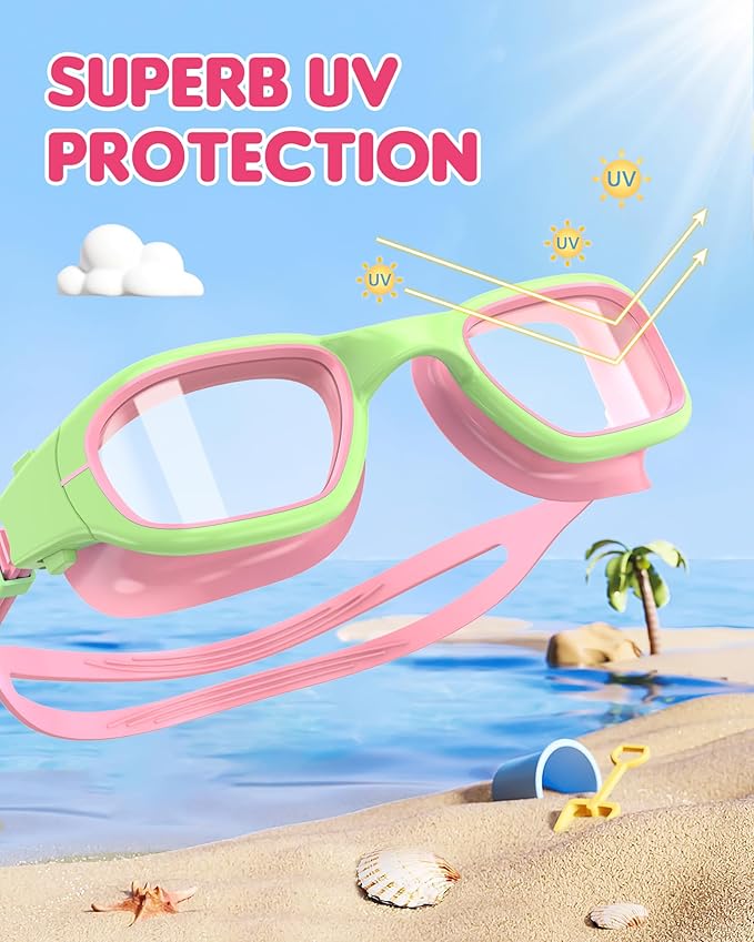 Kids Swim Goggles,Swimming Goggles for Kids 6-14, Anti-Fog UV Protection Pool Glasses for Boys Girls