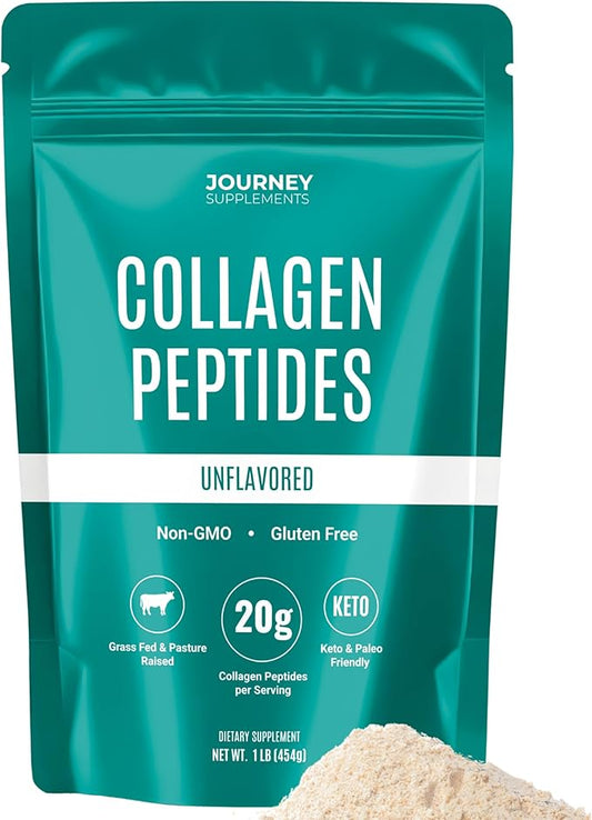 Collagen Peptides Powder, Unflavored, 1 lb – Supports Hair, Skin, Nail, Bone & Joint Health – Hydrolyzed, Grass-Fed, Gluten-Free, Keto-Friendly, Zero Sugar Protein Supplement.