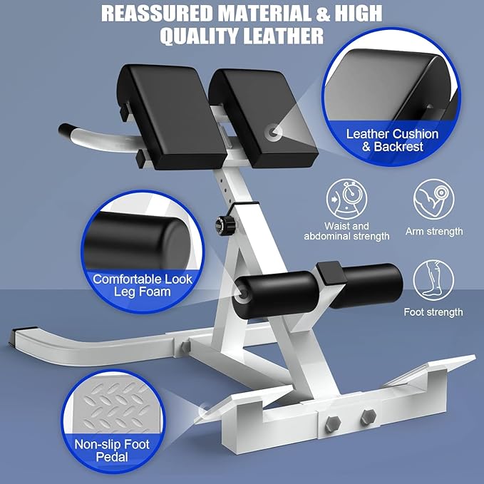 Roman Chair,Back Extension Bench,Multi Functional Ab Bench, Hyperextension Bench Abdominal Exercise, Leg Strength Trainer Home Men Women Full Body