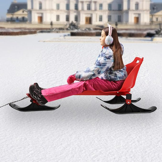 Snow Racer Scooter, Modern Ski Scooter Scooter up to 192.9lbs Board Snow Racer Sled for Kids and Adults