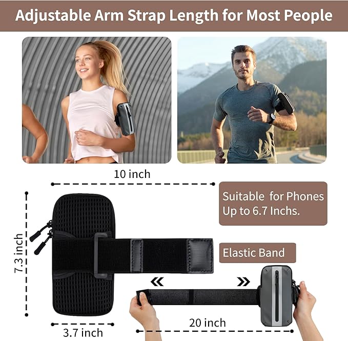 Running Phone Holder Armband, iPhone Arm Bands for Exercise, Running Arm Bands for Cell Phone, Phone Purse Cell Phone Holder for Walking (Grey)