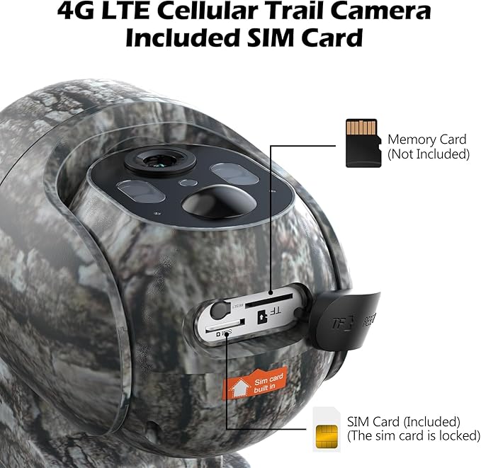 VOOPEAK Cellular Trail Camera, 2.5K Trail Cameras with Color Night Vision, Built-in SIM Card Live Streaming Pan 355° Tilt 90° Game Camera Solar Powered Motion Activated No WiFi Needed