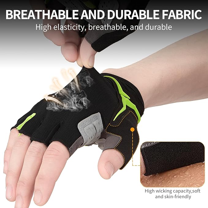Souke Sports Mens Cycling Gloves with Gel Pads Half Finger Bike Gloves Lightweight Anti-Slip Shock-Absorbing for MTB Road Biking