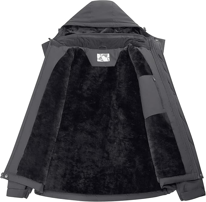 CAMEL CROWN Men's Winter Coat Waterproof Ski Jacket Fleece Lined Windproof Raincoat for Snow Outdoor Hiking Mountain