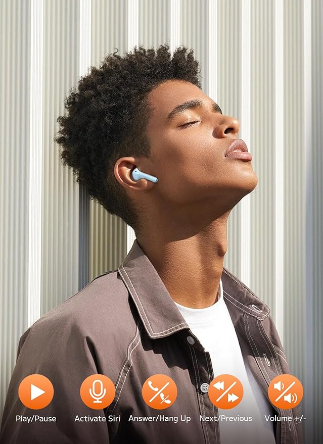 Wireless Earbuds, Bluetooth Earbuds 5.4 Headphones LED Touch Screen with 5 EQ Modes, 48H Headphones Wireless Noise with ANC Noise Cancelling, Deep Bass Stereo for Laptop, Android/iOS, Pad