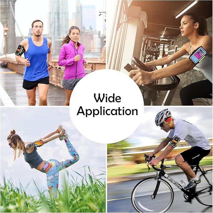 Running Armband with Earphone Bag Cell Phone Armband for iPhone 16 15 Pro 14 Plus 13 11 XR XS, Galaxy S24/S10 Water Resistant Sports Phone Holder Case & Zipper Slot Car Key Holder for 6.9 inch Phone
