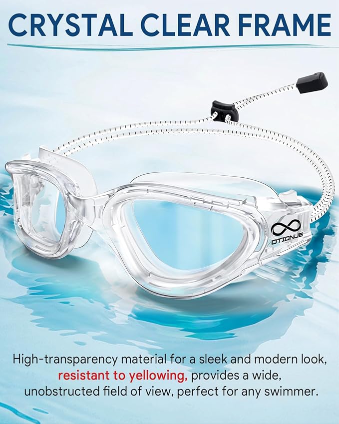 Swim Goggles, Polarized Adult Swimming Goggles Bungee Strap No Hair Pulling Anti-fog Pool Goggles for Men Women