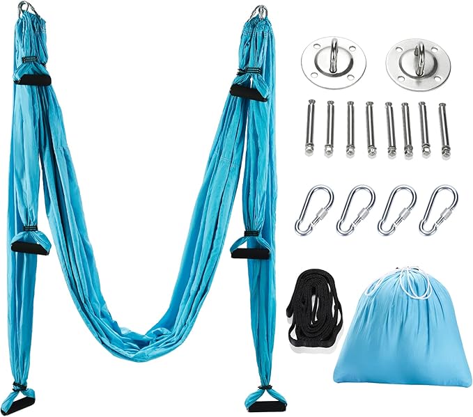 ZELUS Aerial Yoga Swing Sling Strong Yoga Hammock Kit Set Trapeze Inversion Equipment Include 2 Extensions Straps and Ceiling Mounting Kit
