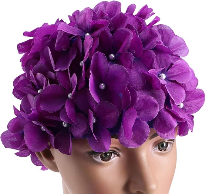 WINOMO Fashionable Swim Cap Floral Petal Stylish Swimming Hat Bathing Caps Size L for Women