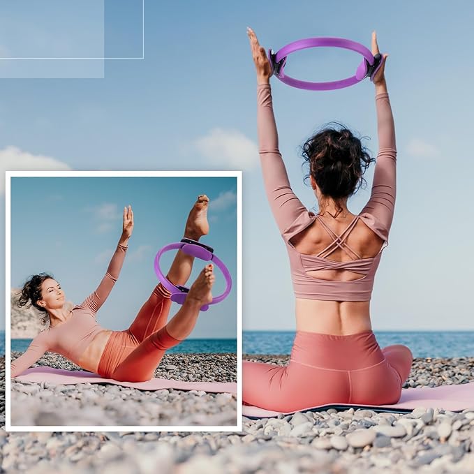 Syhood Pilates Ring 11. 81 Inch Pilates Circle Yoga Ring Magic Lightweight Flexible Workout Equipment for Fitness Physical Therapy Resistance Exercise Arms Legs