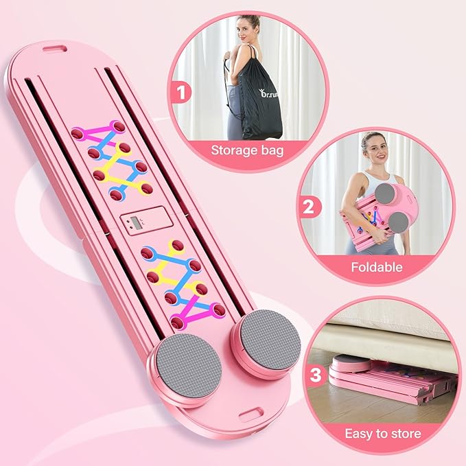 Pilates Board, Pilates Reformer Set, 7 in 1 Multifunctional Pilates Reformer Machine with Timer, Portable Foldable Pilates Board for Home Workout, Pilates Kit with Storage Bag