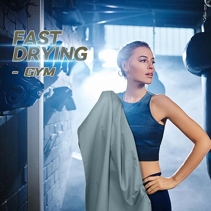 Microfiber Beach Towel-Perfect for Travel, Sports, Camping, Swimming, Yoga, Gym- Quick Dry, Sand Free, Compact, Lightweight, Absorbent (Grey,Medium(130x70cm, 51x27”))