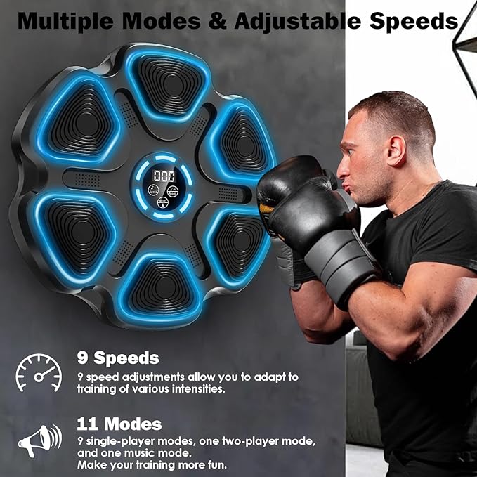 Music Boxing Machine, Large Size Music Punching Machine for Adults Kids, Interactive Boxing Target Wall Mounted with Gloves, Gift for Men