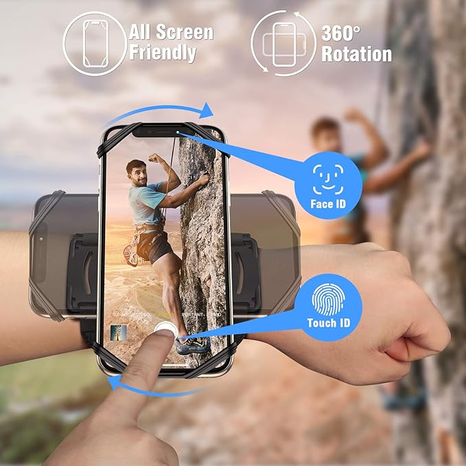 VUP Detachable Cell Phone Running Armband 360°Rotatable for iPhone 16/15/14/13/Pro Max/Pro/Mini/12/11, Fits All 4-6.9 Inch Smartphones, with Key Holder,Phone Holder for Running Hiking Biking (Black)