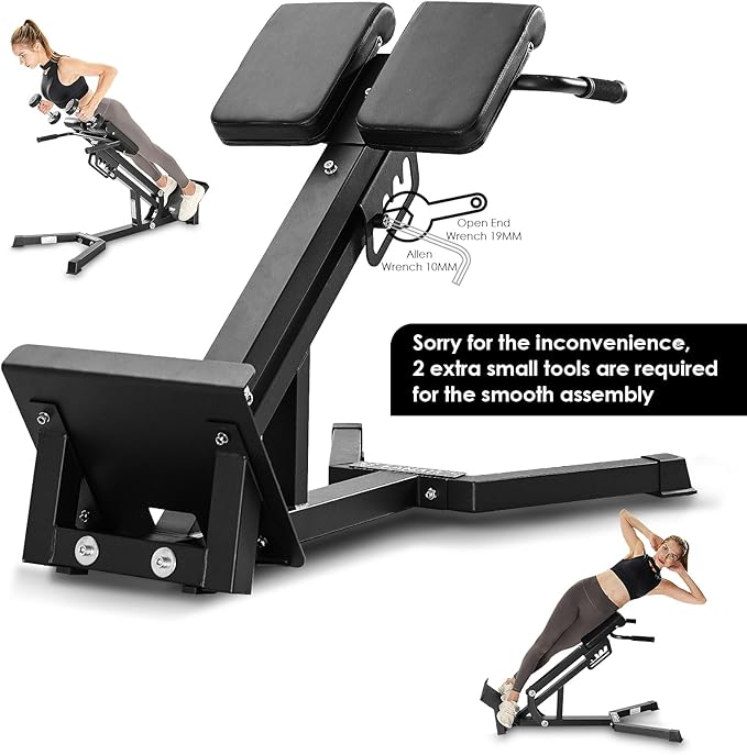 FANATICS Roman Chair Back Extension Machine Hyperextension Bench Reverse Hyper Lower Back Exercise Equipment Multi-Functional Core and Glute Workout Bench for Home Gym