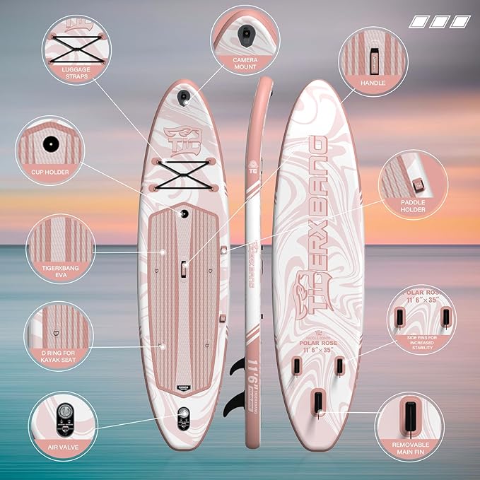 11'6"/11'/10' Inflatable Paddle Board with Complete Accessories, Versatile Premium Paddle Boards for Adults/Youth, Stand Up Paddle Board Polar/Wave/Sunny Wave Collection